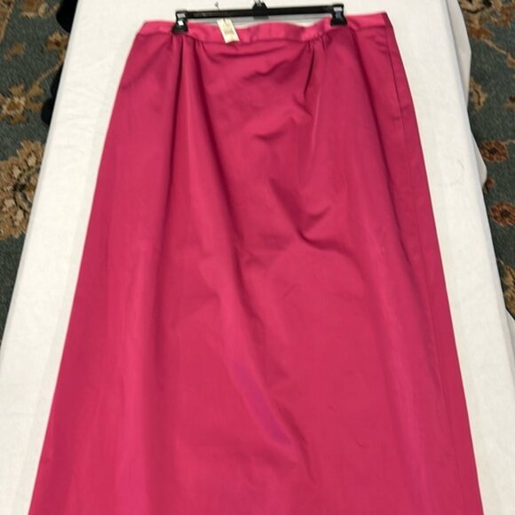 Talbots Pink Satin Maxi Skirt Size 14 New 2 Front Pockets Lined Back Split - Picture 6 of 7